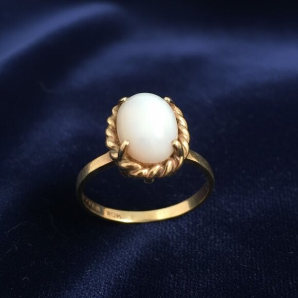 Fire Opal 10k Gold Women's Small Size 3 Ring Vintage 1980s - Picture 2 of 10